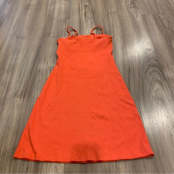 Moda International Ribbed Cotton Tank Mini Dress Orange - Picture 2 of 5